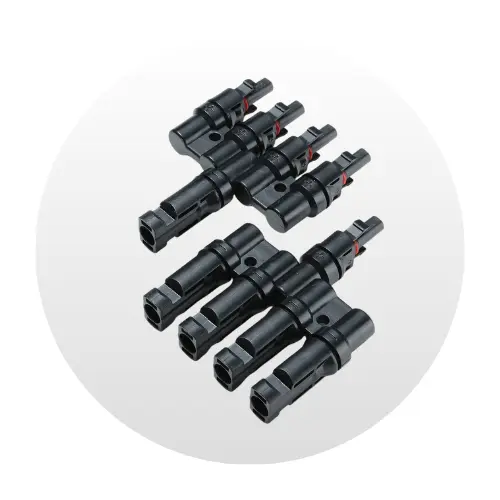 Conector Fotovoltaico Tipo T MC4, USFULL 4T 4 mm - 1 Macho + 4 Hembra