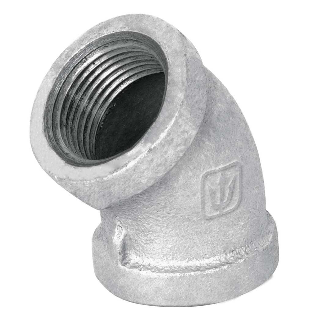 Codo Galvanizado 1 1/2'' a 45